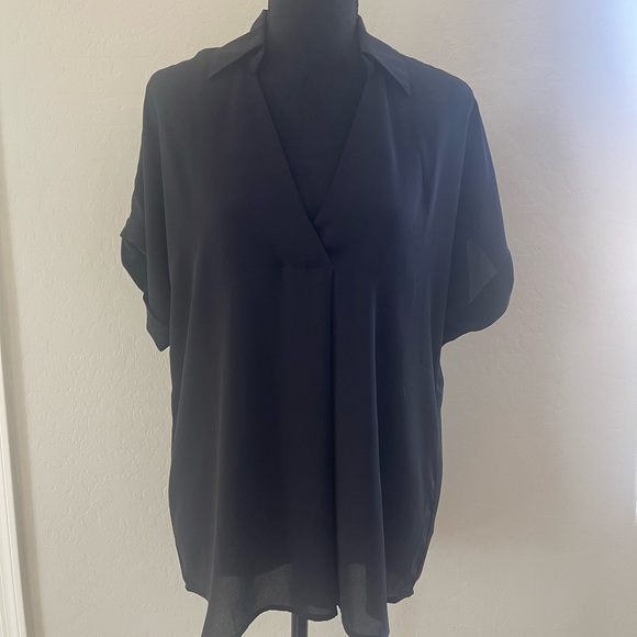 Cabi black short-sleeved collared shirt SZ M - Picture 1 of 5